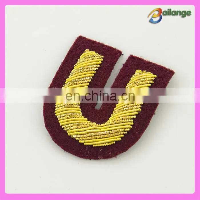 fashion bullion wire garment military embroidery patches badge for blazer