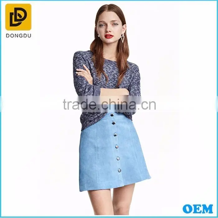 Light blue Suede velvet mini skirts for young girls
