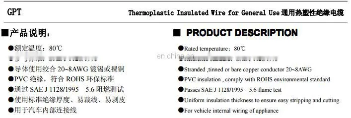 Thermoplastic Insulated Wire GPT