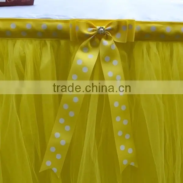 Beautiful Tutu Tulle Table Skirt Cover Yellow SD103