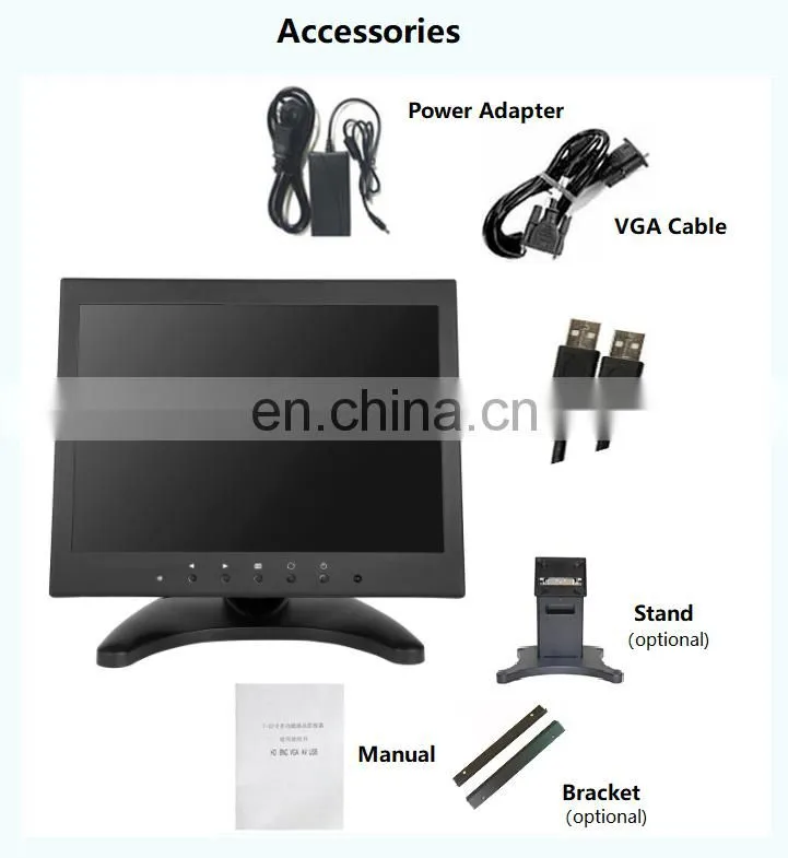 Metal case 10 inch Touchscreen display mini lcd touch monitor screen computer for pc