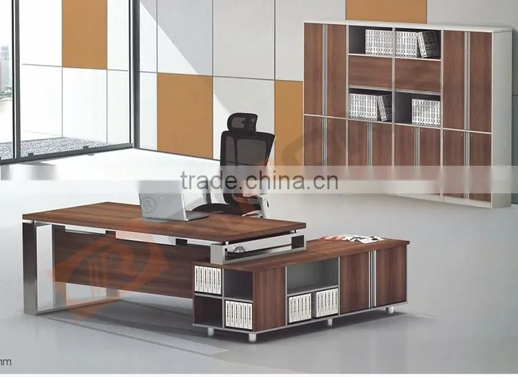 Modern home office furniture desk leather melamine wooden executive office counter desk with file cabinet