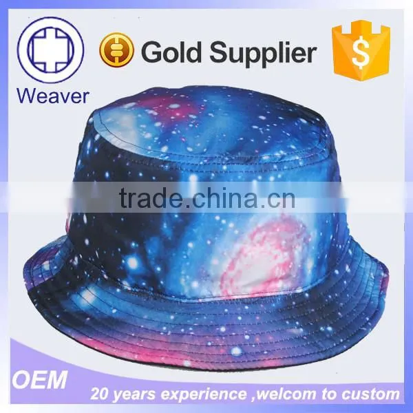 Custom Unisex Summer Folding Wide Brim Cotton Galaxy Cheap Bucket Hat / Cap