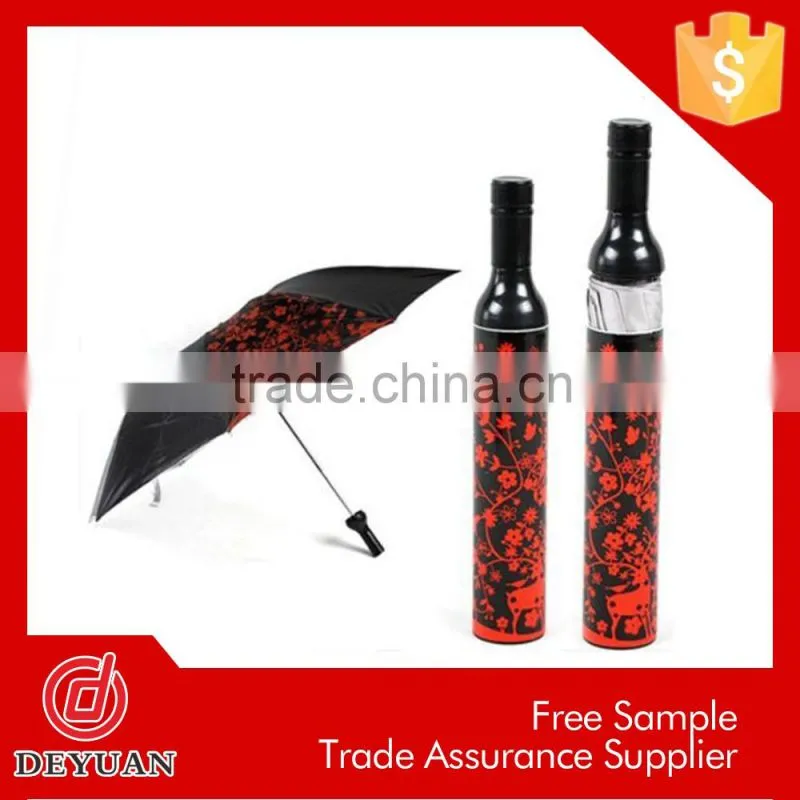 new invention 3 fold wine shape high quality bottle umbrella
