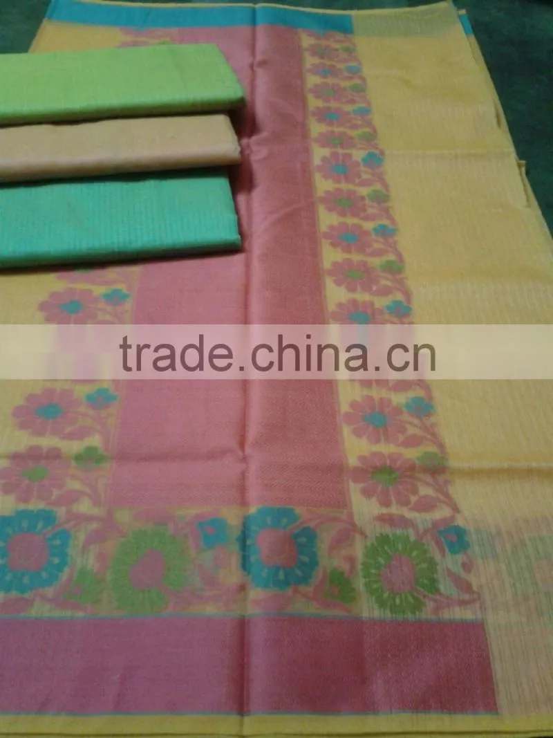 fancy plain saree with border and pallu