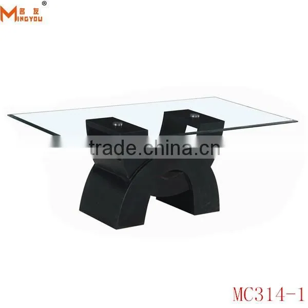 modern wood base glass top table coffee