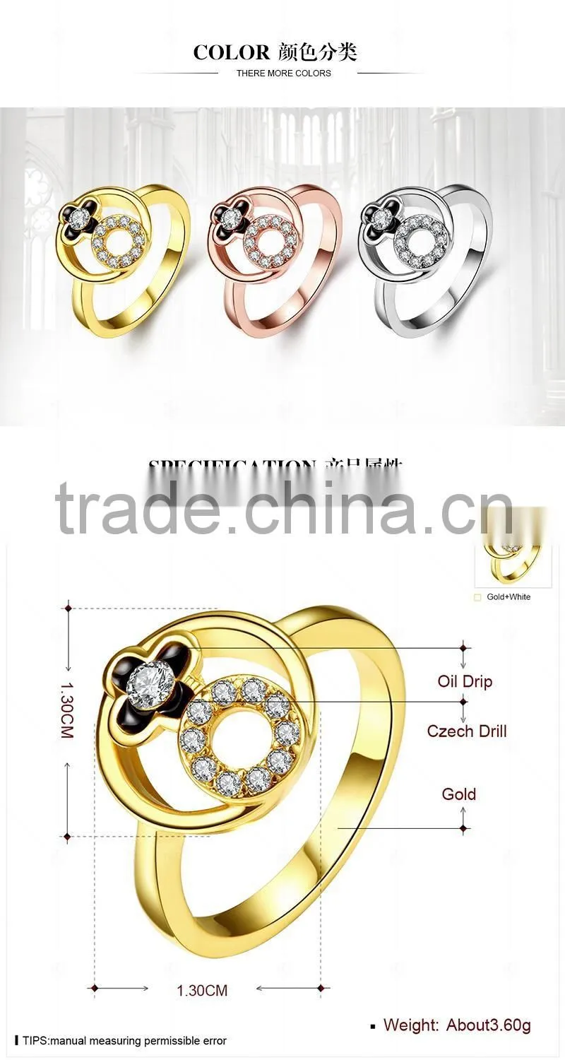 Custom gold plated wedding finger fing / Wholesale fashion jewelry