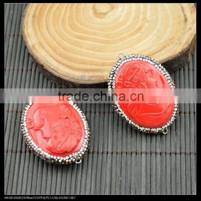 Wholesale LFD-0030B Mixed Color Cameo Pave Rhinestone Crystal Connector Beads Jewelry Making