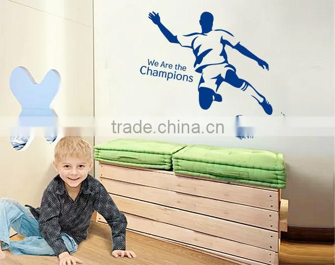 New arrival We Are The Champions Football man wall sticker cartoon for home