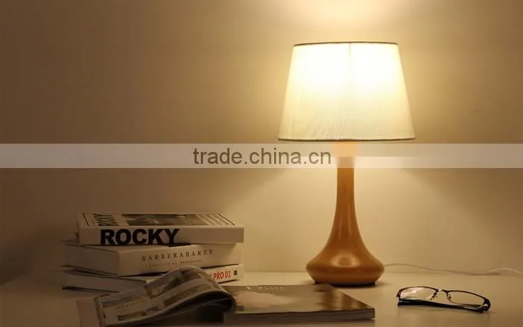 LED Wood table lamp JK-879-18 LED Wood table Light white round lampshade wooden table lamp
