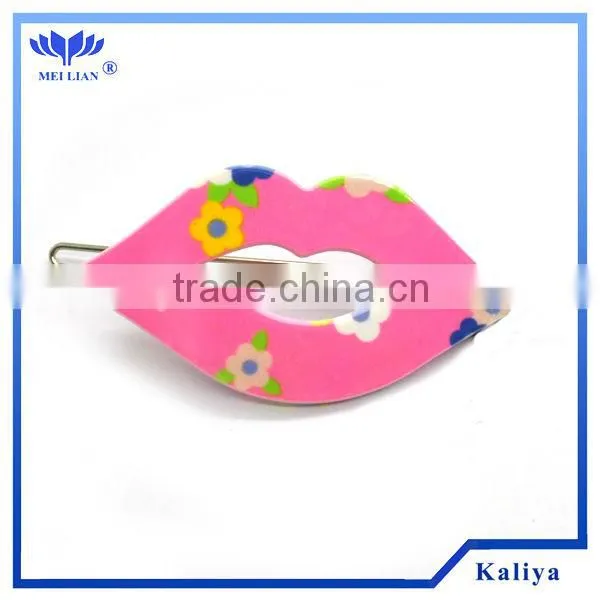 RED FLOWER PLASTIC METAL HAIR CLIPS FOR GIRLS , HOT SELL 2013
