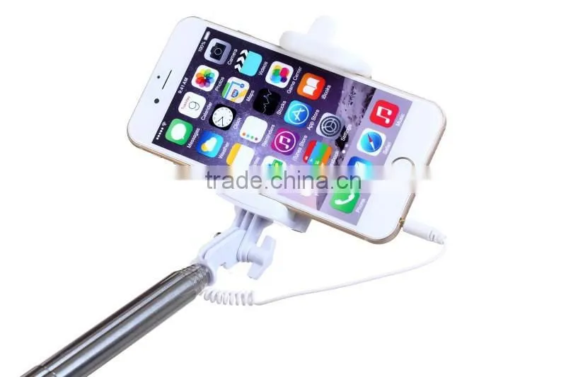 2015 Hot sales selfie stick with cable and non bluetooth