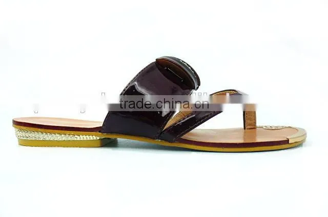 fashion design comfortable lady fancy flat slipper flip flop with button