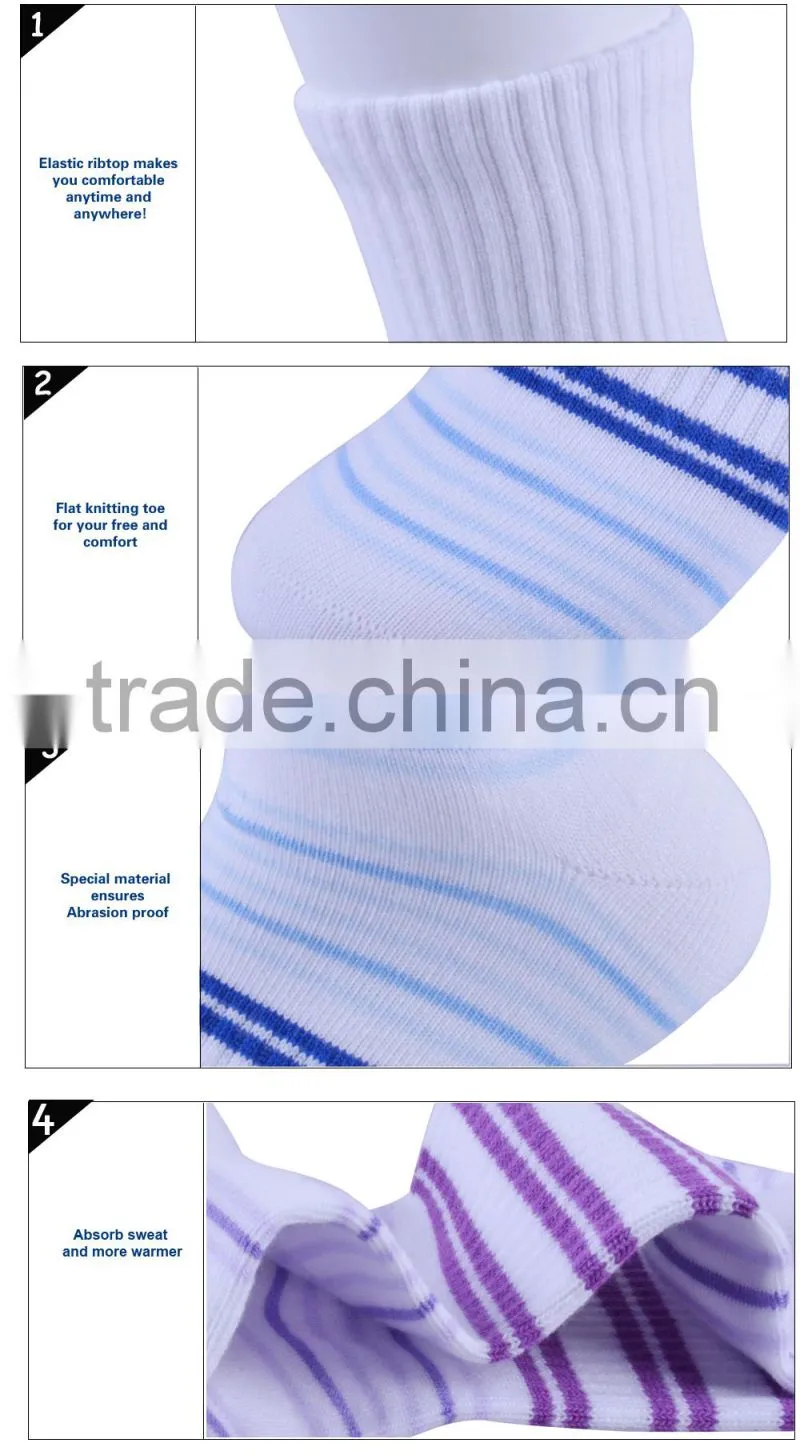 2015 New Arrival Striped Women soft cotton new fashion sport ankle socks
