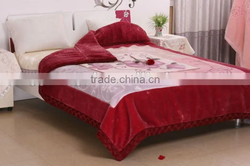 100% polyester printed and special carving raschel blanket 5kg