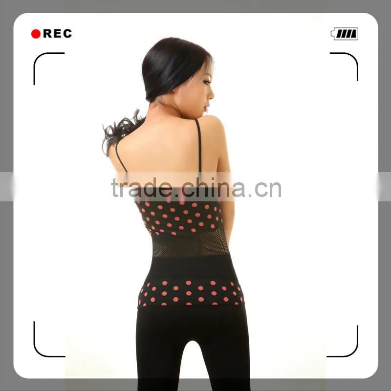 Ladies seamless burnout tank top with mesh and jacquard