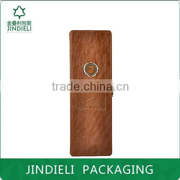 Leather wine carrier packaging box for single bottle