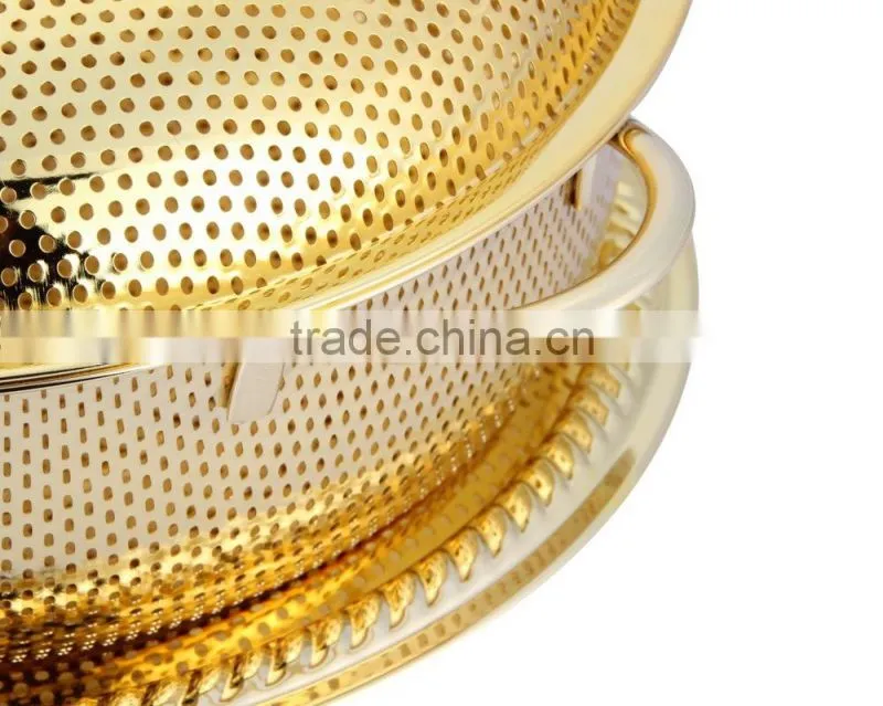 2015 stackable stainless steel woven fruit basket with lid