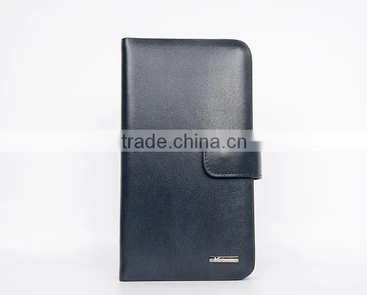 Brown Smooth Leather Men's Carrying Wallet Case Clutch Cell Phone Zippered Pouch