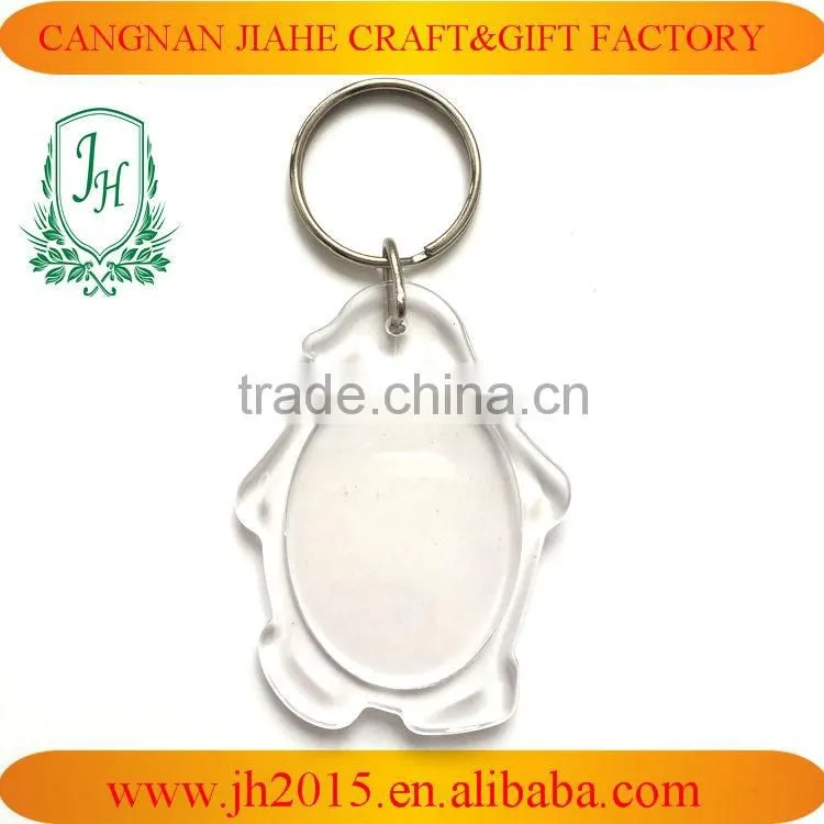 Plastic Transparent Blank Insert Photo Picture Keychain Frame Keyring