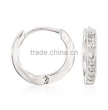 JINSE Black and Colorless CZ Hoop Earrings With Removable Snake Drops in Sterling Silver