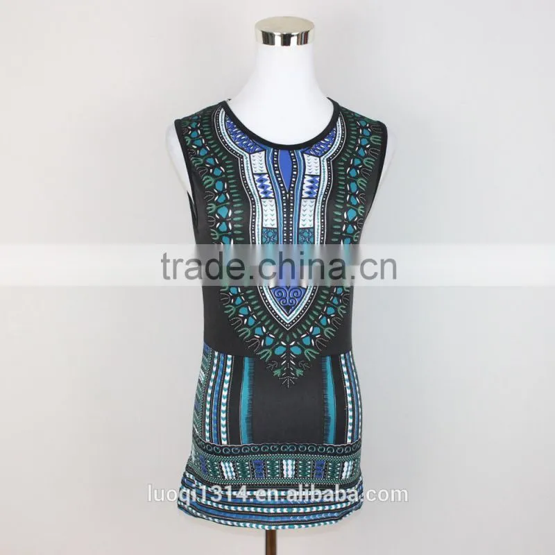 China supplier in bulk dashiki vest top, ladies african ethnic tank top, latest women dashiki top