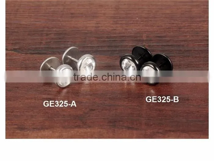 stainless steel round double stud zircon earring hypoallergenic