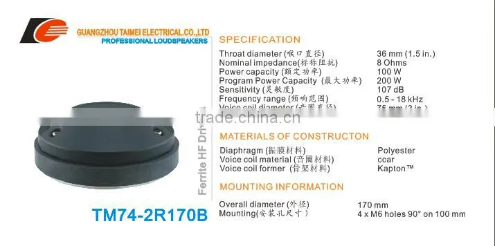 professional speaker driver unit