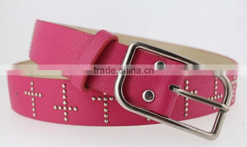 Women's Fashion studded belts for jeans with pu leather square accessories