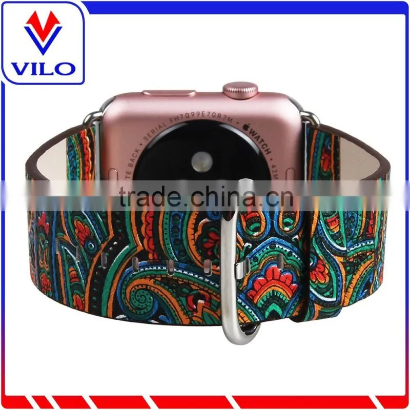 Wholesale Genuine Leather Watch Strap Wrist Band with Metal Clasp for Apple Watch
