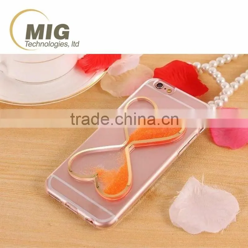 Soft TPU Material Phone Case for iphone 6 6S in 3D Heart-shaped Mystery Quicksand Design