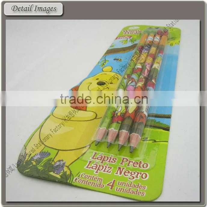 4 pcs Natural Wood HB Pencil With Eraser