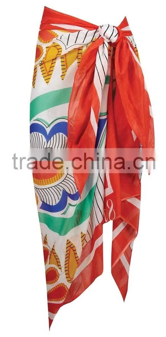 Fashionable Beach Pareo Sarong in 100% Polyester - With Audited Factory