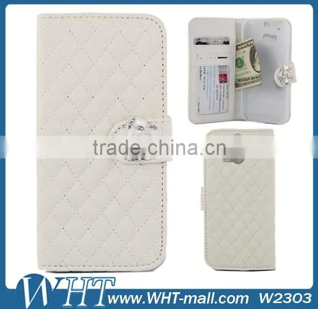 Factory Price Bling Bling Diamond Leather Cover for HTC One 2 M8, for HTC One 2 M8 Mobile Phone Case