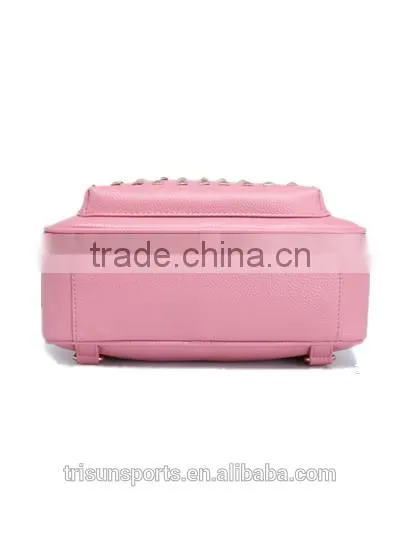 hot pink leather girls backpack , shopping travel bag