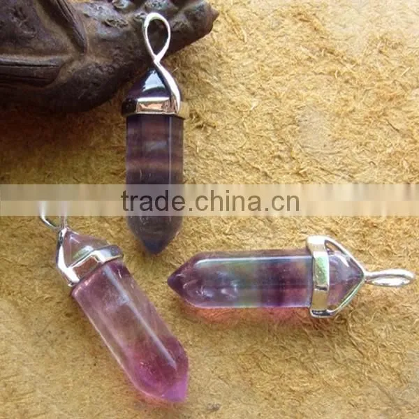 Natural Rhinestones Jewelry Pointed Crystal Hexagonal Pendant Necklaces Beads