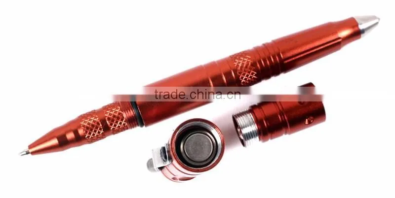 3*LR754 Battery Aviation Aluminum Writing Ballpoint Smooth Surface Tactical Pen Self Defense With Emergency Hammer