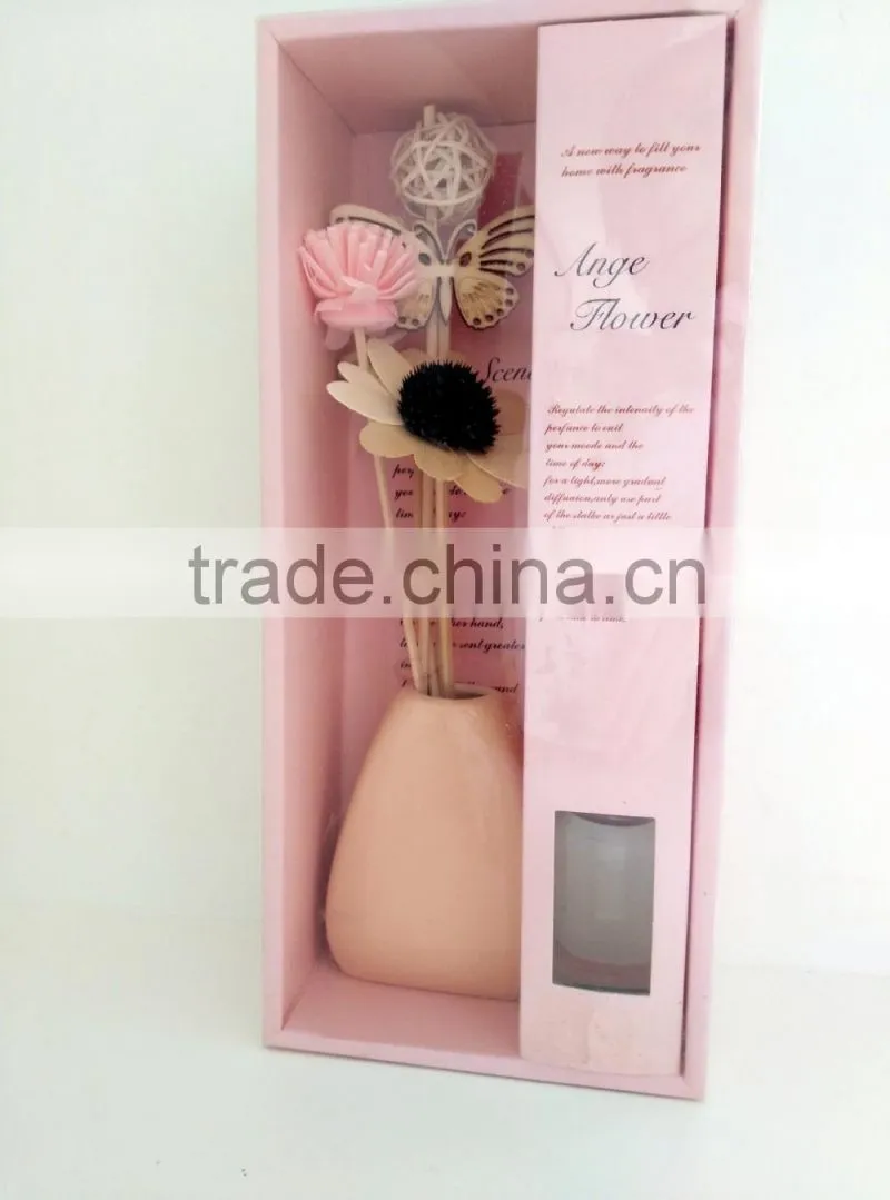 Pure Natural Red Ceramic Flower Fragrance Diffuser For Home Decoration