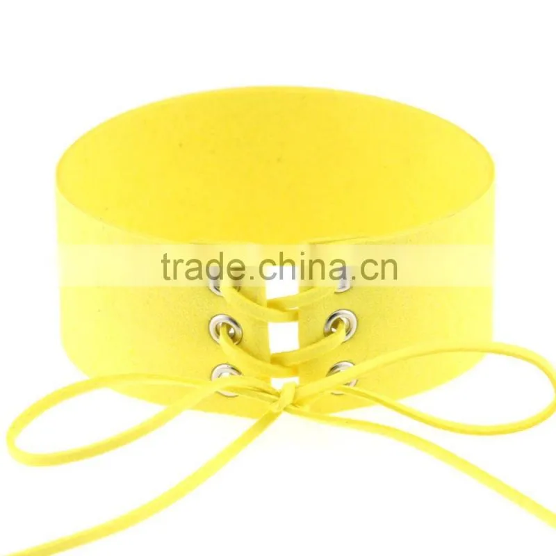 Woman man Punk Sexy Leather Wrap Choker Collar Leather Wrap