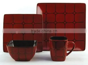 ceramic yellow square dinner set