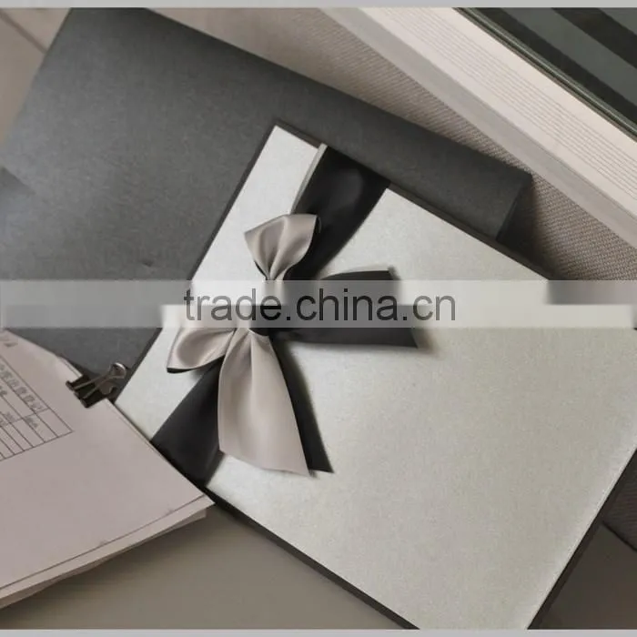 2016 newmengxing black, red, gold wedding invitations with ribbon bow