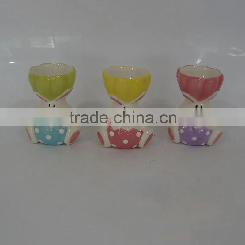 Ceramic Chicken Egg Holder in Bunny Design