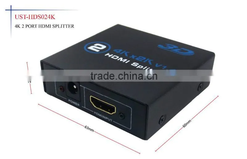 HD MI 2.0 Splitter 4K 1080P port H DMI Splitter 1 in 2 0ut Audio Video Converter Support HDCP 3D with 5V Power adpter