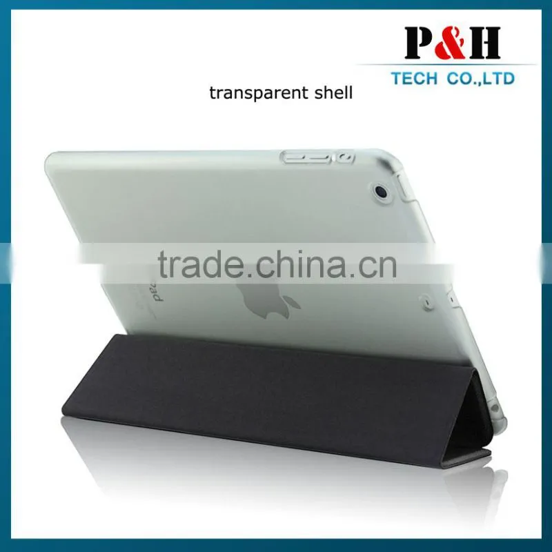 transparent color pc leather case for ipad mini