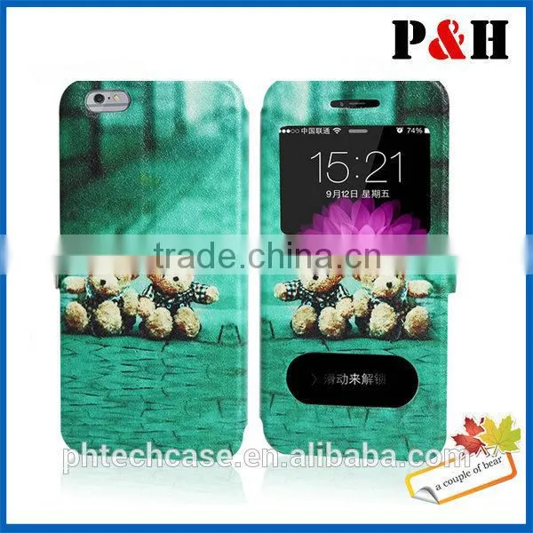 For iPhone 6 Leather Case, TOP Quality Printed Color PU Wallet Leather With Card Slot For iPhone 6 Case