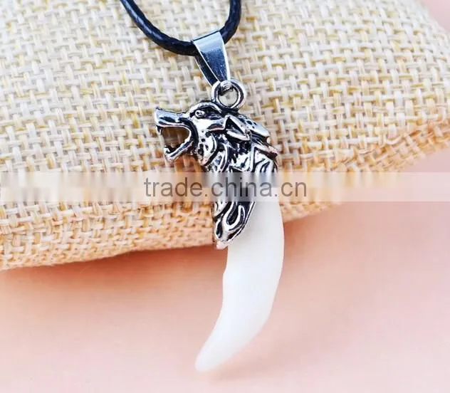 Tibet Punk Men's Cool Real Gothic Wolf Tooth Necklace Domineering Pendant