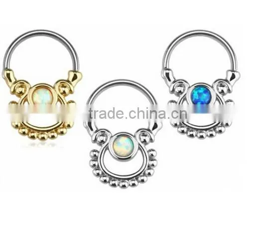 Gems Body Jewelry Fake Nose Hoop Rings Septum Clicker Non Piercing HOT