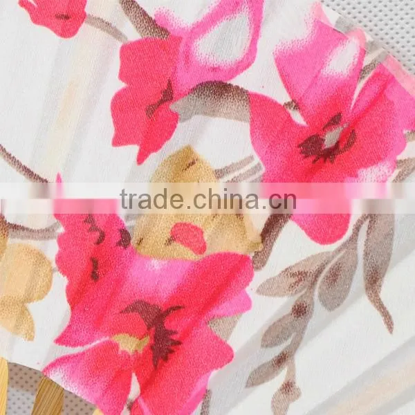 New Hand Made Curve Ribs Cloth Bamboo Fan