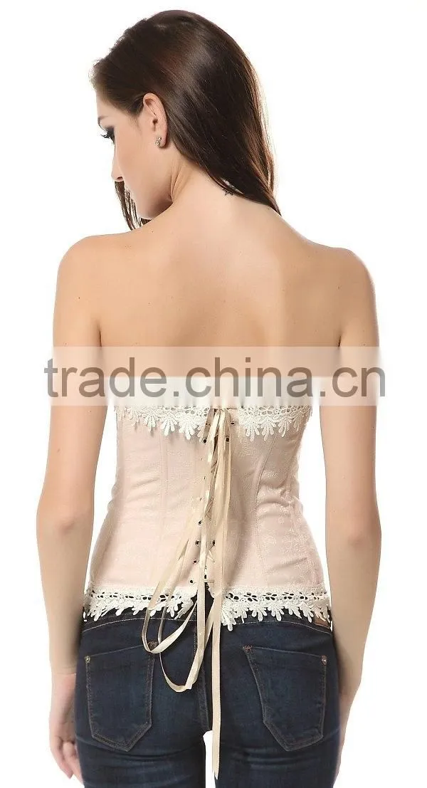 Sexy Lace Brocade Steampunk Wait Training Corset with Steel Boned