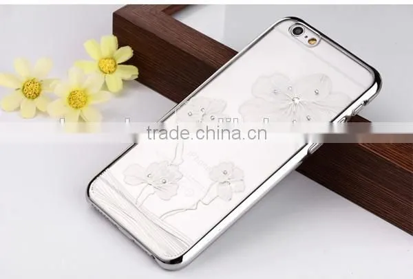 Wholesale fashion flower diamond hard cases for iphone 6 plus